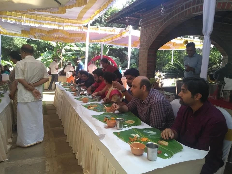 Guests enjoying food at a celebration