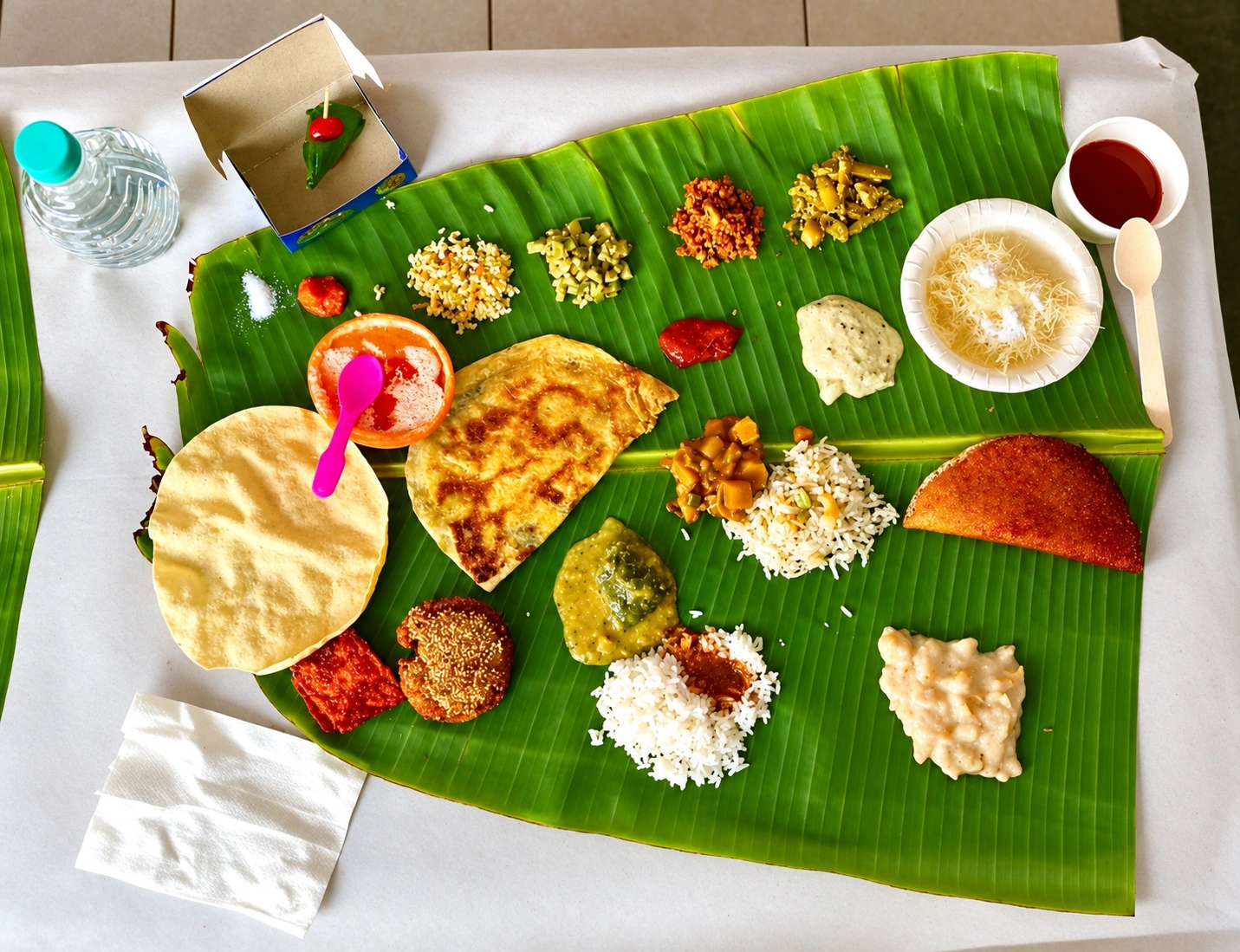 The complete Sri Hariharasuta banana-leaf feast
